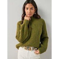 The Very Collection Funnel Neck Jumper - Green