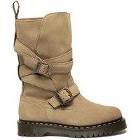 Dr Martens Anistone 2 Strap Suede Biker Boots - Tan Bronx Suede