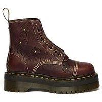 Dr Martens Sinclair Flower 8 Eye Grizzly Leather Boots - Dark Brown