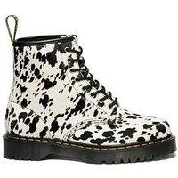 Dr Martens 1460 Bex 8 Eye Boot Cream Black Dalmatian Hair On - Black/White