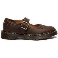 Dr Martens Mary Jane Flower Crazy Horse Leather Shoes - Dark Brown