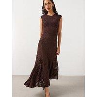 Mango Asymmetric Lace Dress - Brown