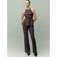 Mango Straight Fit Trousers With Elastic Waist - Brown