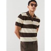 Lacoste Classic Fit Striped Knitted Polo Shirt - Black
