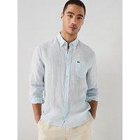 Lacoste Lacoste Regular Fit Linen Long Sleeve Shirt - Light Blue