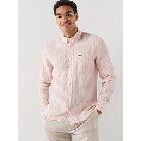 Lacoste Regular Fit Striped Linen Shirt - Orange