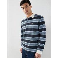 Lacoste Lacoste Classic Fit Marble Stripe Pique Rugby Polo Shirt- Navy