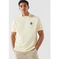 Lacoste Lacoste Loose Fit Badge Accent Fleece Polo Shirt - Yellow