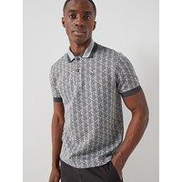 Lacoste Classic Fit Monogram Jacquard Polo Shirt - Navy