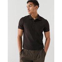 Lacoste Plisse Ribbed Polo Shirt - Brown