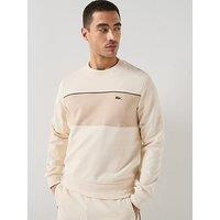 Lacoste Classic Fit Colorblock Fleece Sweatshirt - White