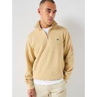 Lacoste Classic Fit Quarter Zip Sweatshirt - Beige