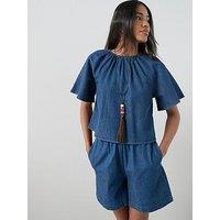 The Very Collection Cotton And Linen Mix Co-Ord Top - Dark Wash