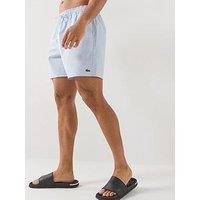 Lacoste Mid Length Striped Swim Trunks - Blue
