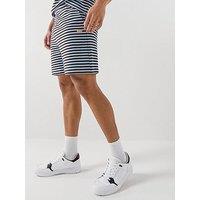 Lacoste Regular Fit Striped Textured Jersey Shorts - Navy