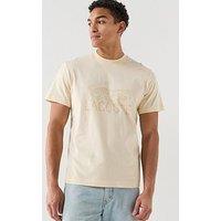 Lacoste Classic Fit Printed Cotton T-Shirt- Beige