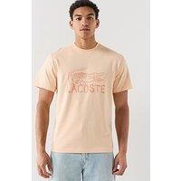Lacoste Classic Fit Printed Cotton T-Shirt - Orange