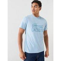 Lacoste Classic Fit Printed Cotton T-Shirt- Blue