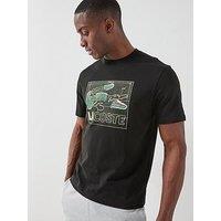 Lacoste Classic Fit Printed Cotton T-Shirt- Black