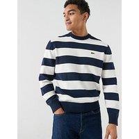 Lacoste Classic Fit Cotton Striped Jumper - Black