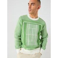 Lacoste Classic Fit Jacquard Knitted Jumper - Green