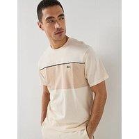 Lacoste Classic Fit Colorblock Cotton T-Shirt- Cream