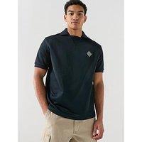 Lacoste Lacoste Loose Fit Badge Accent Fleece Polo Shirt - Black