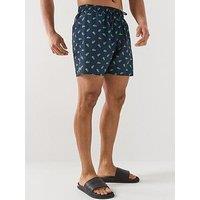 Lacoste Lacoste Mid Length Crocodile Print Swim Trunks - Navy