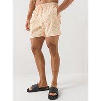 Lacoste Lacoste Mid Length Crocodile Print Swim Trunks - Orange