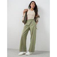 The Very Collection Wrap Front Wide Leg Trousers - Khaki