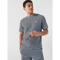 Lacoste Classic Fit Striped Textured Jersey T-Shirt - Navy