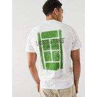 Lacoste Classic Fit Back Print Tennis Court Cotton T-Shirt- White