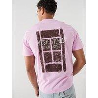 Lacoste Classic Fit Back Print Tennis Court Cotton T-Shirt- Pink