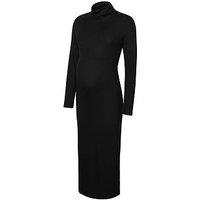 Mamalicious Mllevy Long Sleeve Roll Neck Maternity Midi Dress - Black