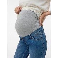 Mamalicious Mom Fit Mid Waist Jeans - Blue