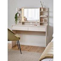 Very Home Layton Lit Gloss Dressing Table With Mirror - Oatmeal