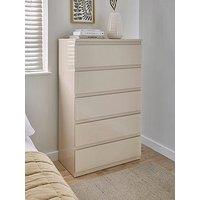 Very Home Layton Gloss 5 Drawer Chest - Oatmeal