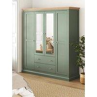 The Very Collection Hanna 4 Door Mirrored Combi Wardrobe - Green