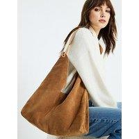 River Island Suede Panelled Slouch Bag - Brown