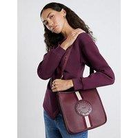 River Island Stripe Front Logo Messenger - Red