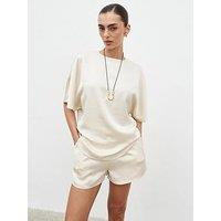 Pretty Lavish Breya Satin Drawstring Short - Oyster