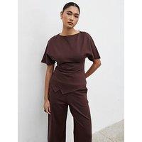 Pretty Lavish Marni Pleated Jersey Top - Brown