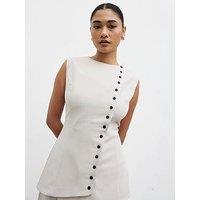 Pretty Lavish Brylee Asymmetric Button Waistcoat - Stone