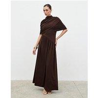Pretty Lavish Deja Draped Jersey Wrap Maxi Dress - Brown