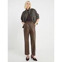 River Island Petite Pu Elasticated Waist Trouser - Brown