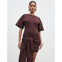 Pretty Lavish Olivia Jersey Knot Mini Dress - Brown