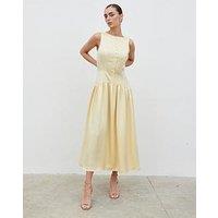 Pretty Lavish Stephanie Drop Waist Midaxi Dress - Lemon