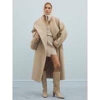 River Island Waterfall Collar Twill Coat - Beige
