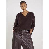 River Island V-Neck Jumper - Brown