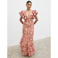 Pretty Lavish Alani V Neck Ruffle Maxi Dress - Multi